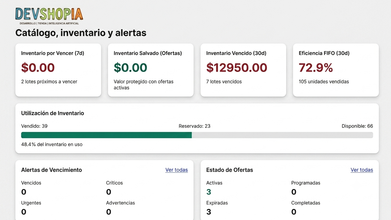 Catálogo, inventario y alertas para ecommerce